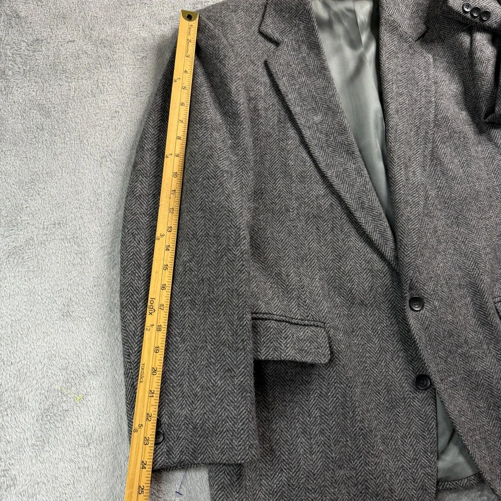 Imperial by Haggar Mens Grey Herringbone 100% Pure Wool Blazer Sport Coat USA